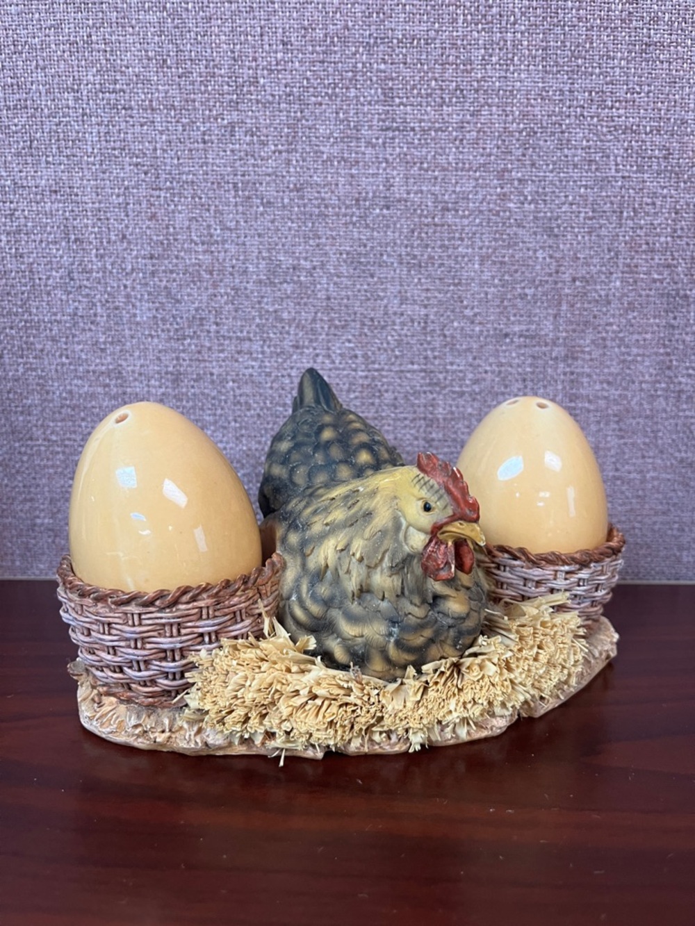 Farmhouse Hen Salt and Pepper Shaker Set Yellow and Brown